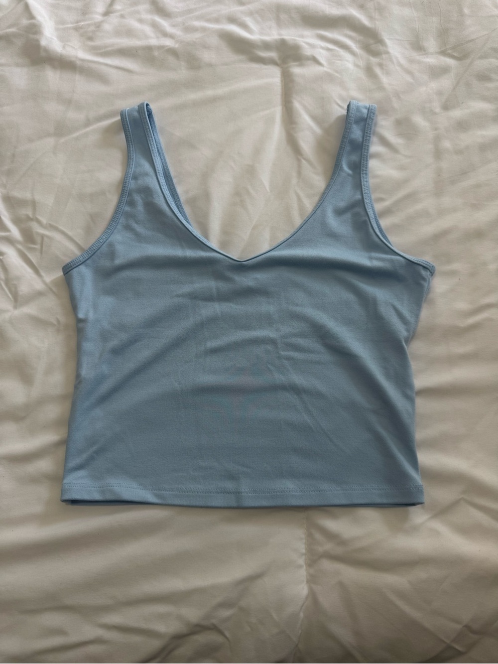 Hollister Light Blue Ribbed V-Neck Crop Tank